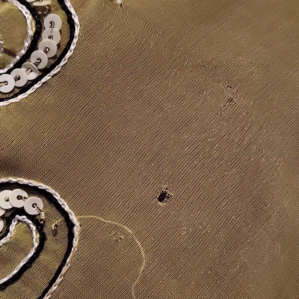 Boho maxi wrap skirt beaded and embroidered silk yellow and pink - Picture 7 of 10
